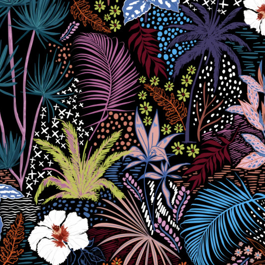 Flower Cotton in Black and Multi Colour