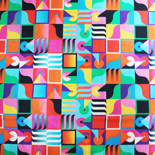 Geometric Graphic Cotton in Multicolour 67cm Remnant