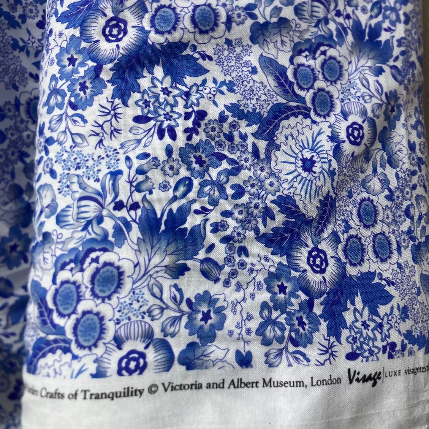Victoria & Albert Museum Ethereal Garden Cotton Viscose in Blue and White