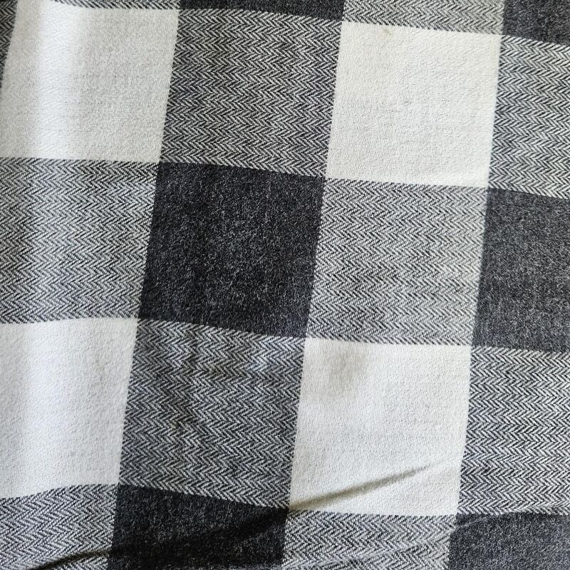 Brushed Cotton Flannel Large Check in Black and White 65cm Remnant