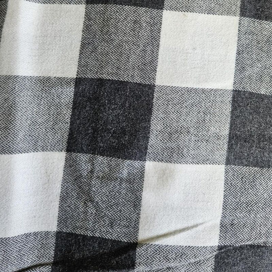 Brushed Cotton Flannel Large Check in Black and White 65cm Remnant