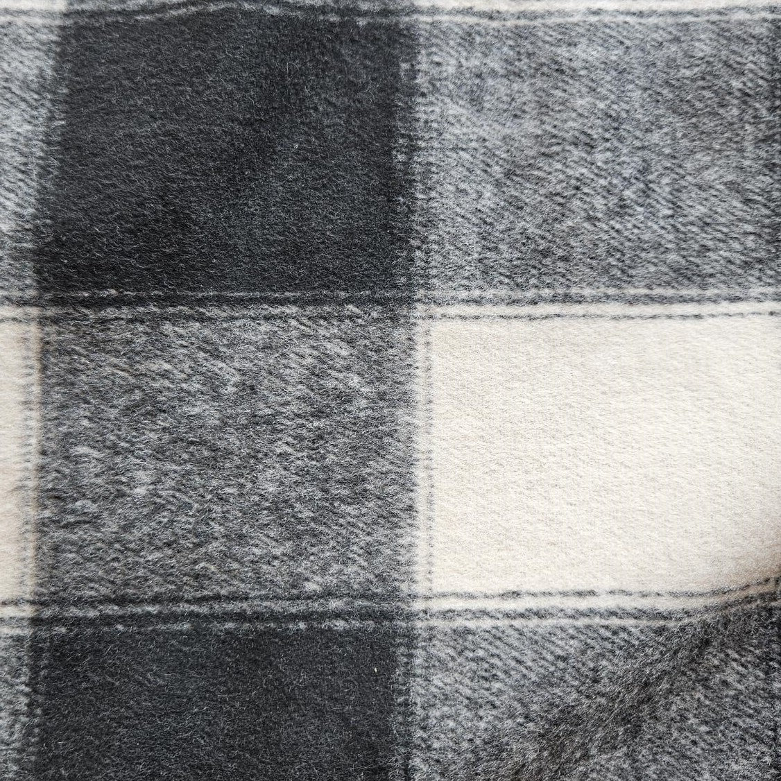 Brushed Faux Wool Check Coating in Black and White 2.1m Remnant