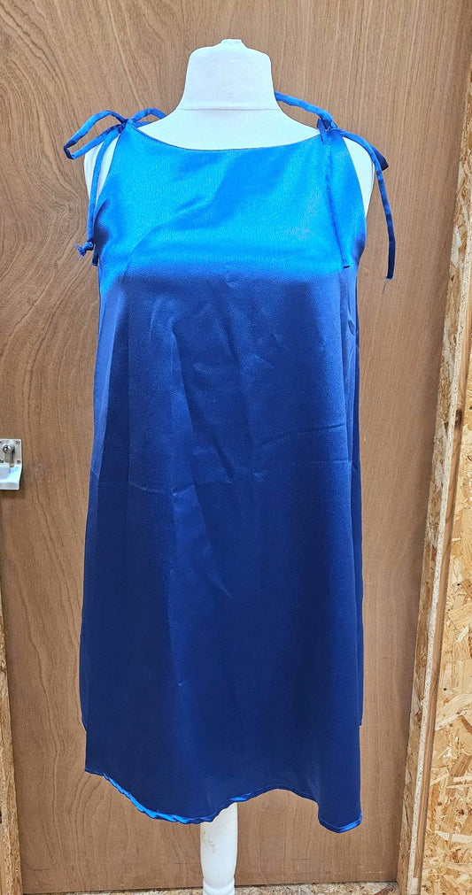 Sample Sienna Dress in Blue Satin - Size 12