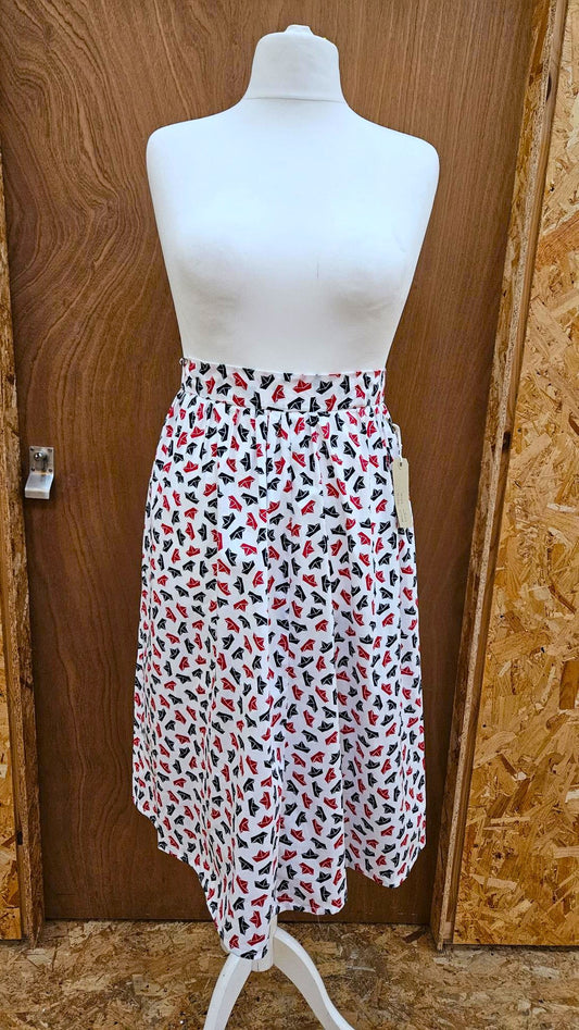 Sample Gathered Skirt in Red Blue and White Cotton - Size 8