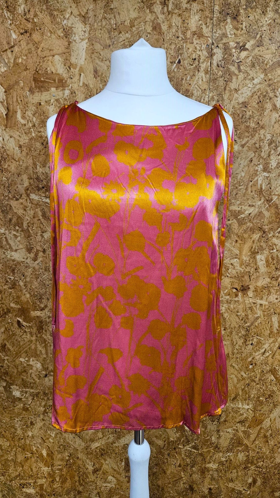 Sample Sienna Top in Pink and Orange Fabric Godmother Viscose Satin - Size 16