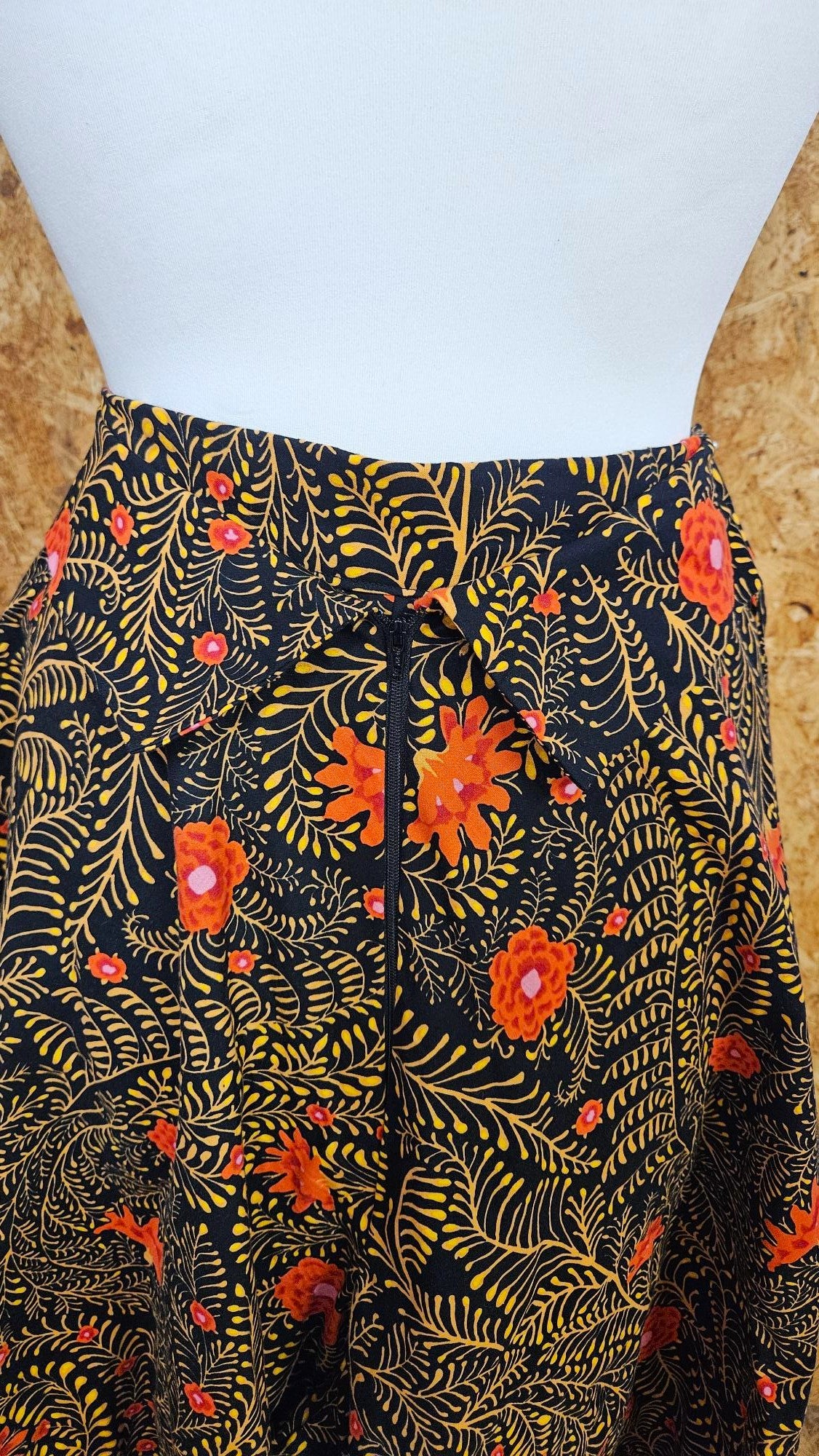 Sample Issey Culottes in Black Yellow and Red Floral Print - Size 16