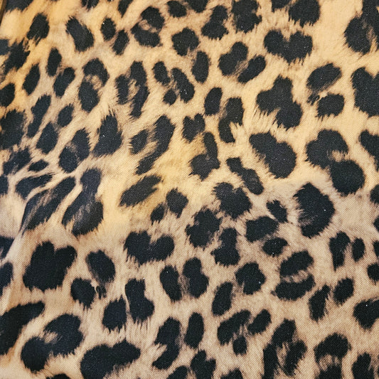 Deadstock Fur Style Leopard Print Denim in Brown Remnant