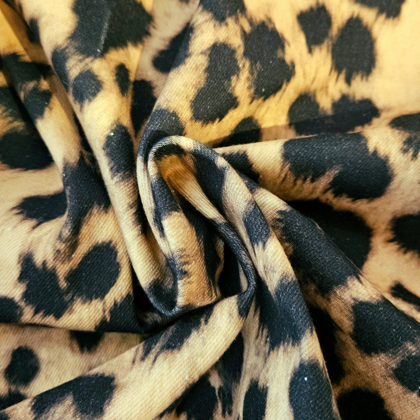 Deadstock Fur Style Leopard Print Denim in Brown