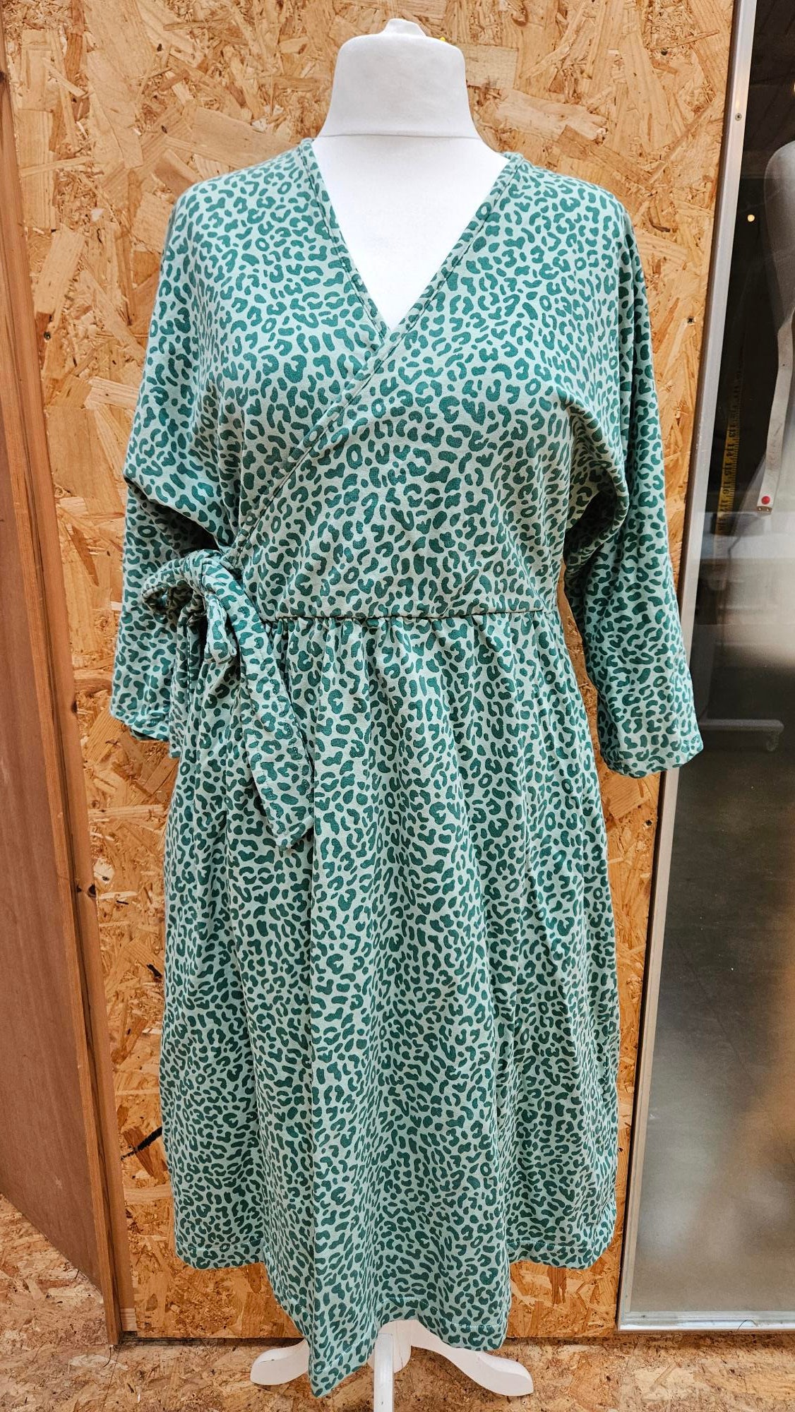 Sample Margot Dress in Green Leopard Print French Terry - Size 20