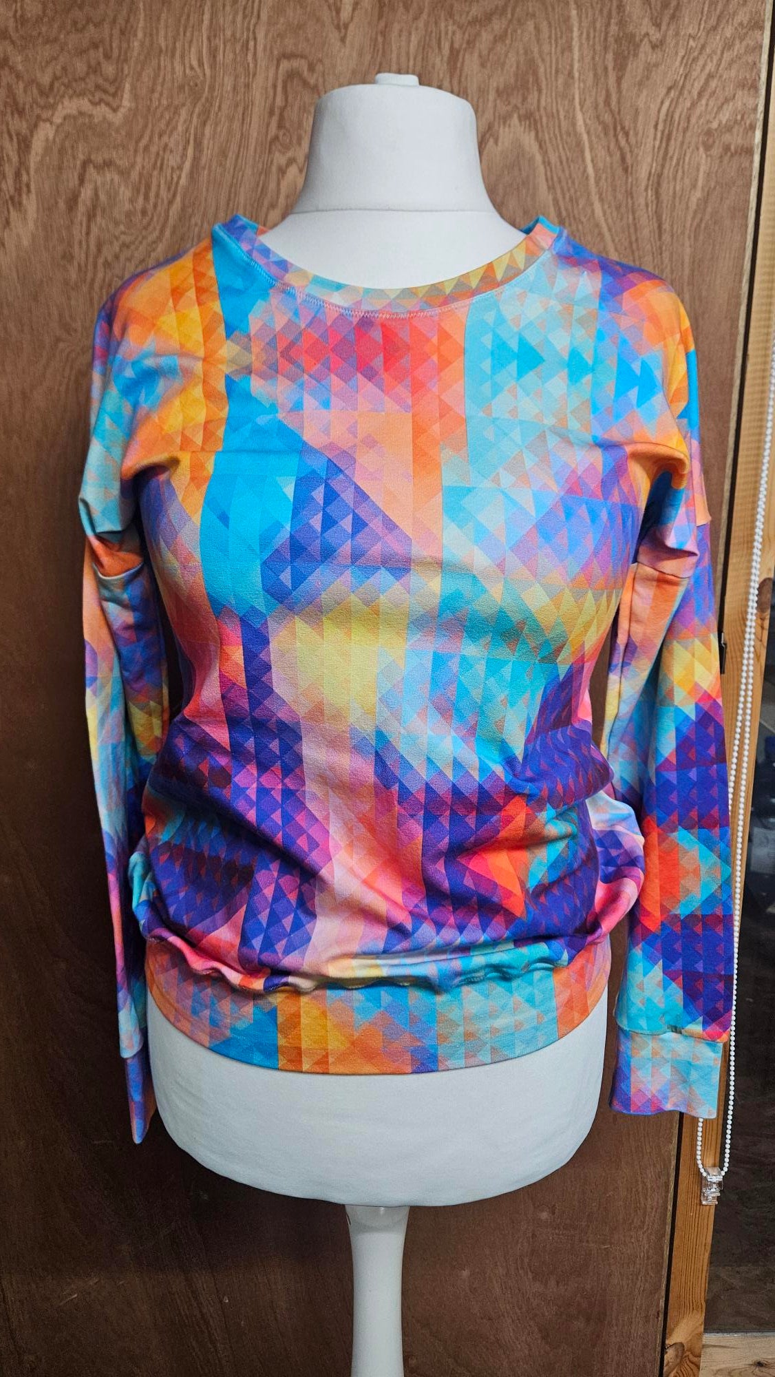Sample Astrid Jumper in Multi Coloured Geometric Print Sweatshirt - Size 10
