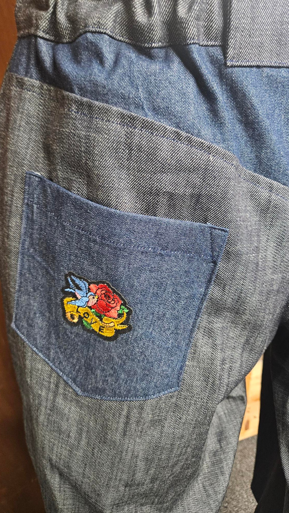 Sample Roan Trousers in Patchwork Blue Denim - Size 16