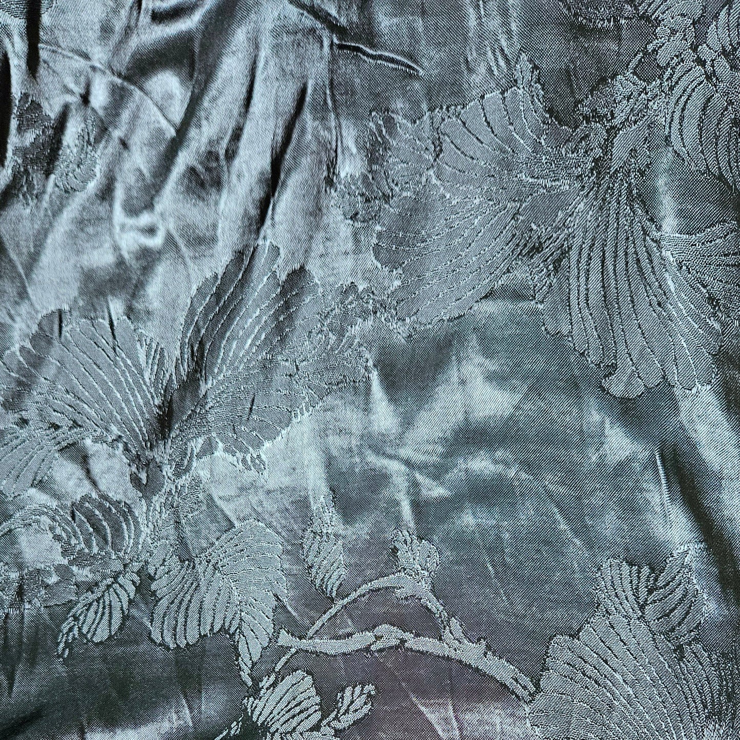 Floral Jacquard Viscose Satin in Teal - Remnant 3.6m