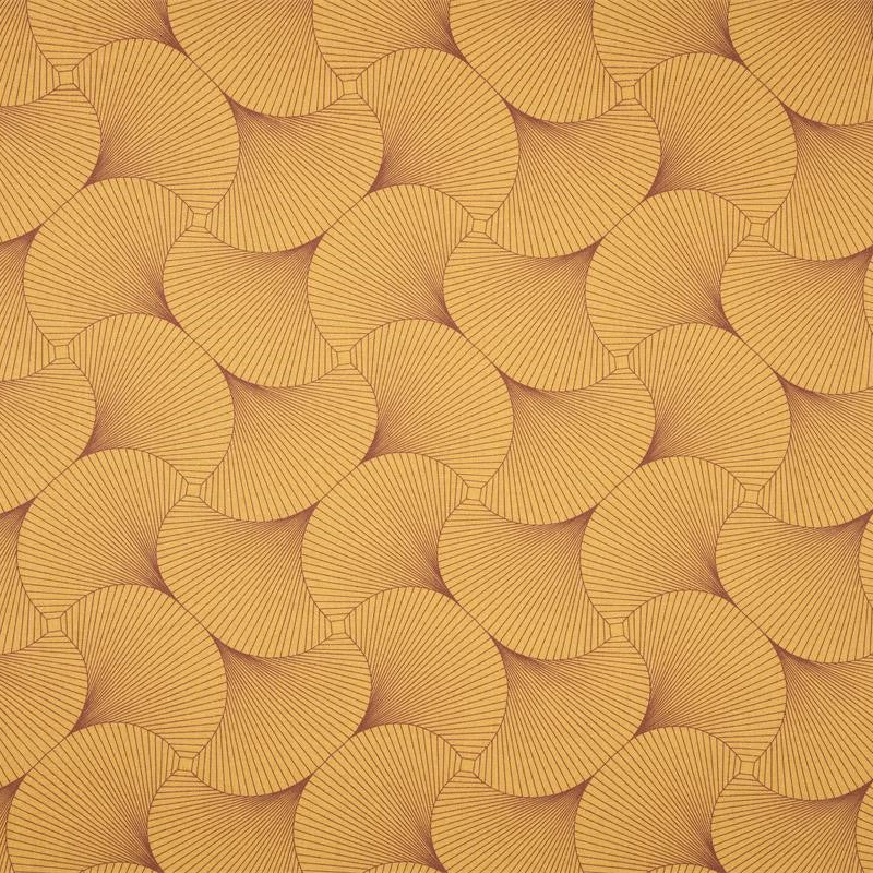 Swirly Abstract Lines Quilting Cotton in Mustard Yellow 2.6m Remnant