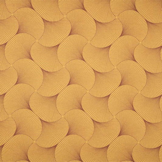 Swirly Abstract Lines Quilting Cotton in Mustard Yellow 2.6m Remnant