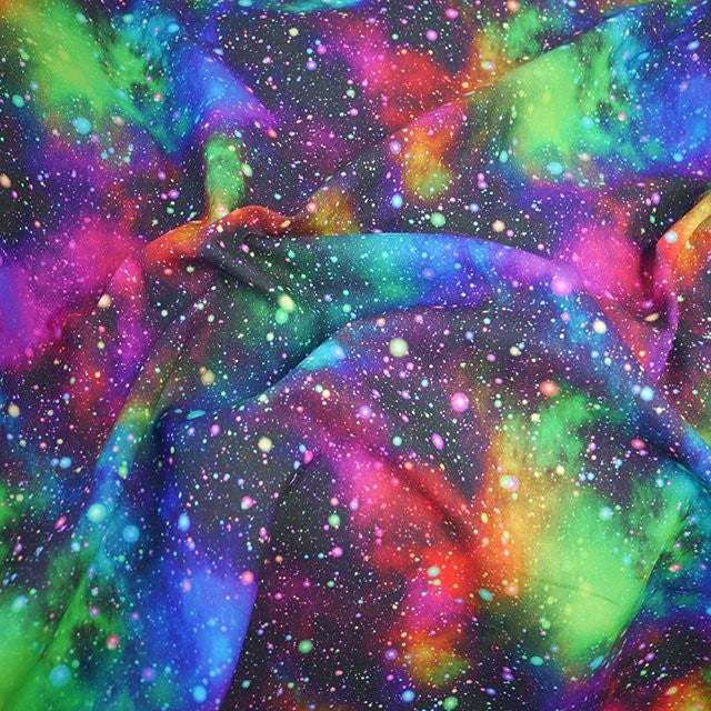 Galaxy Space and Stars Print Cotton in Multi Colour