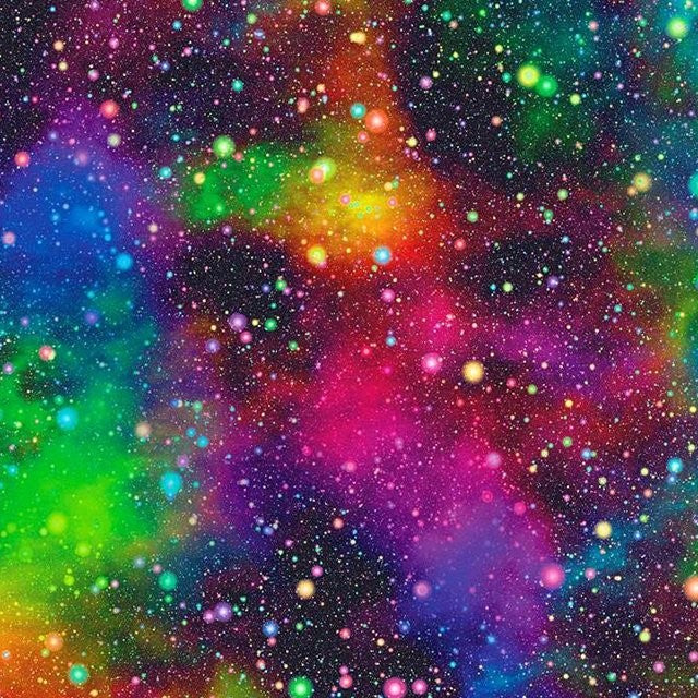 Galaxy Space and Stars Print Cotton in Multi Colour