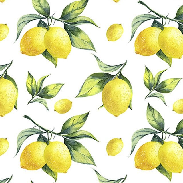 Lemons Cotton Poplin in Yellow and White 70cm Remnant