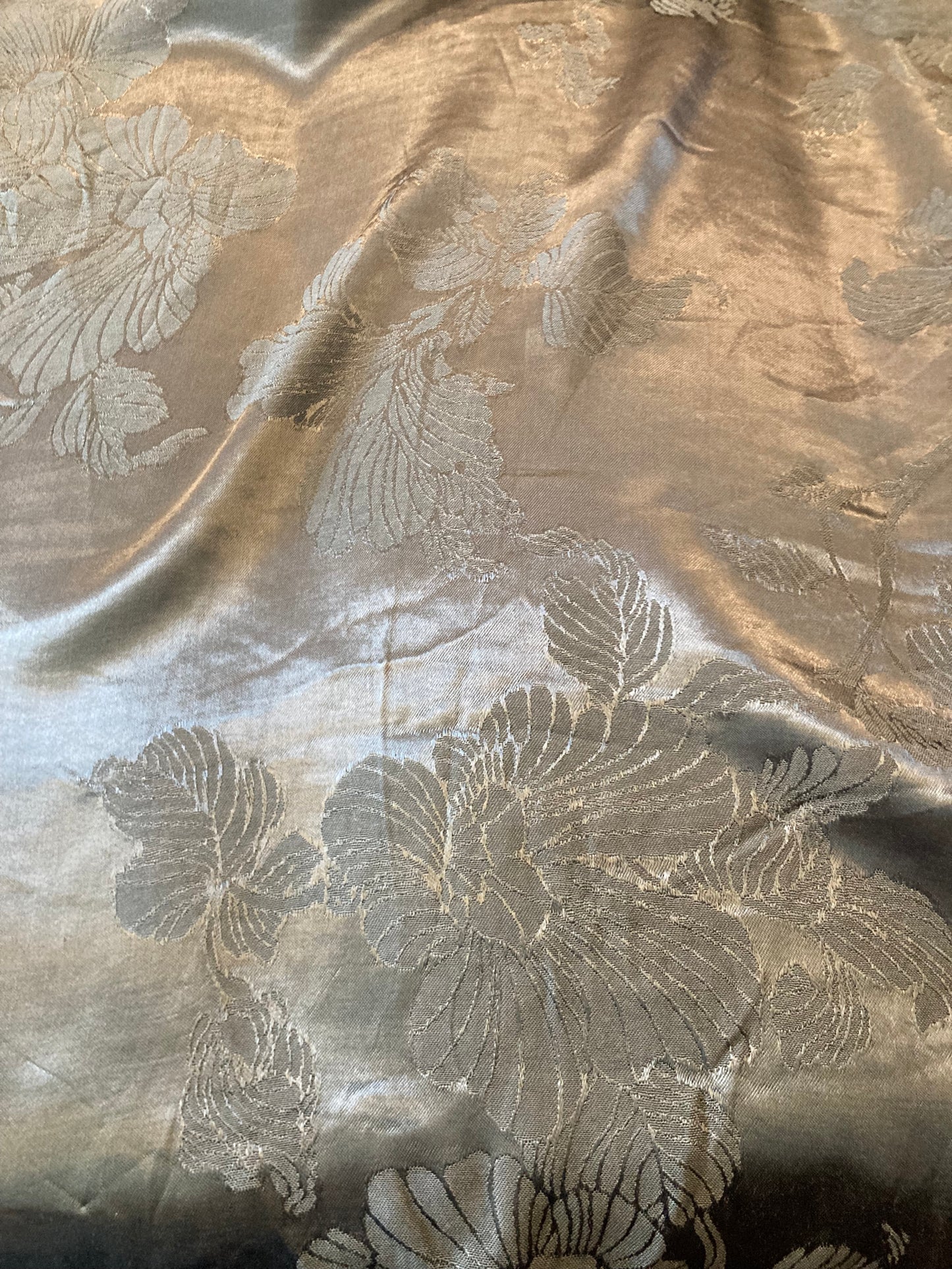 Floral Jacquard Viscose Satin in Teal Remnant - 3.6m