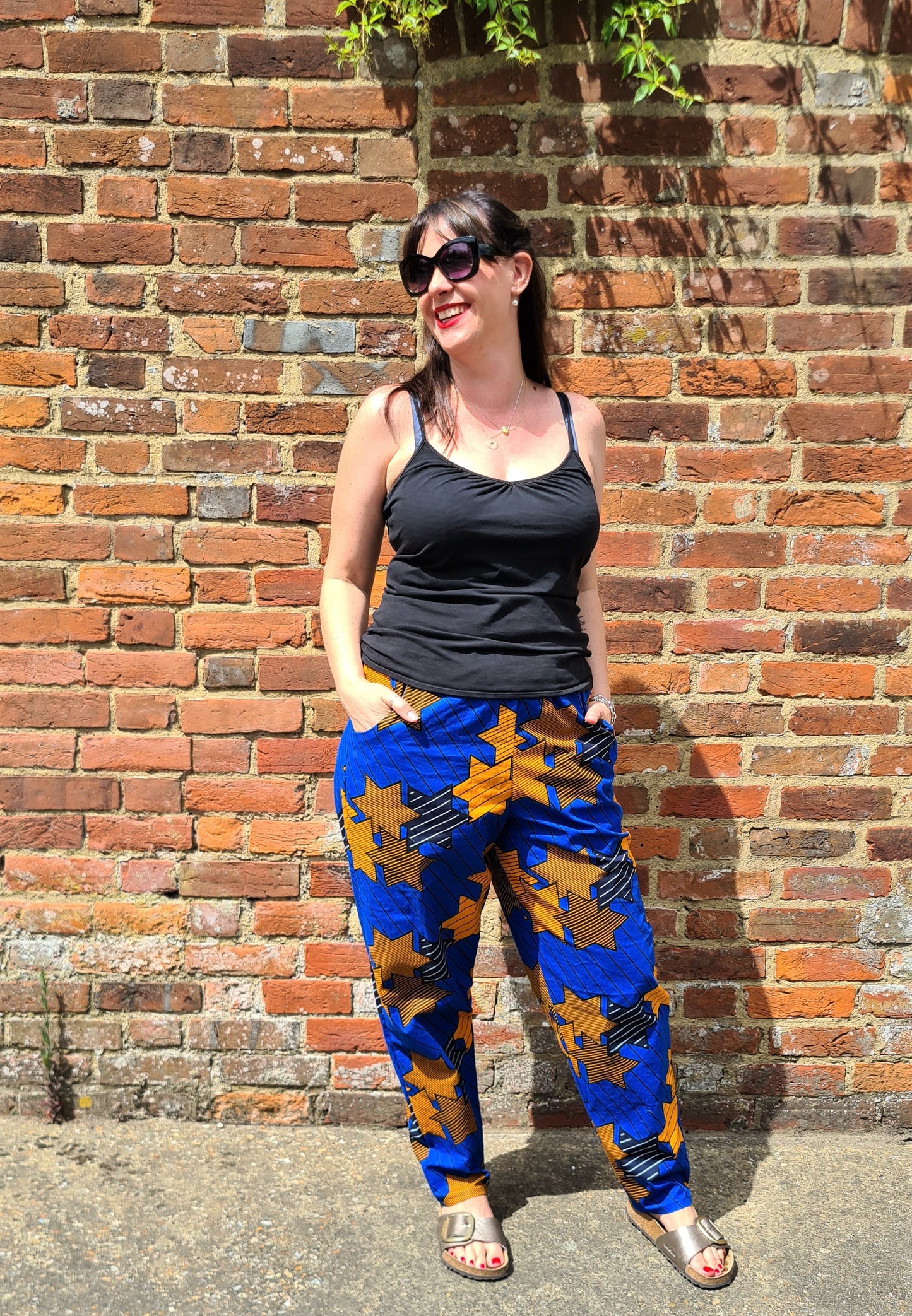 Sample Alice Trousers in Orange and Blue Ankara Cotton - Size 14