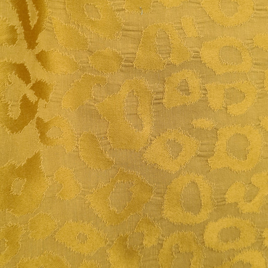 Cotton Sateen Jacquard Leopard Print in Mustard Yellow Remnant