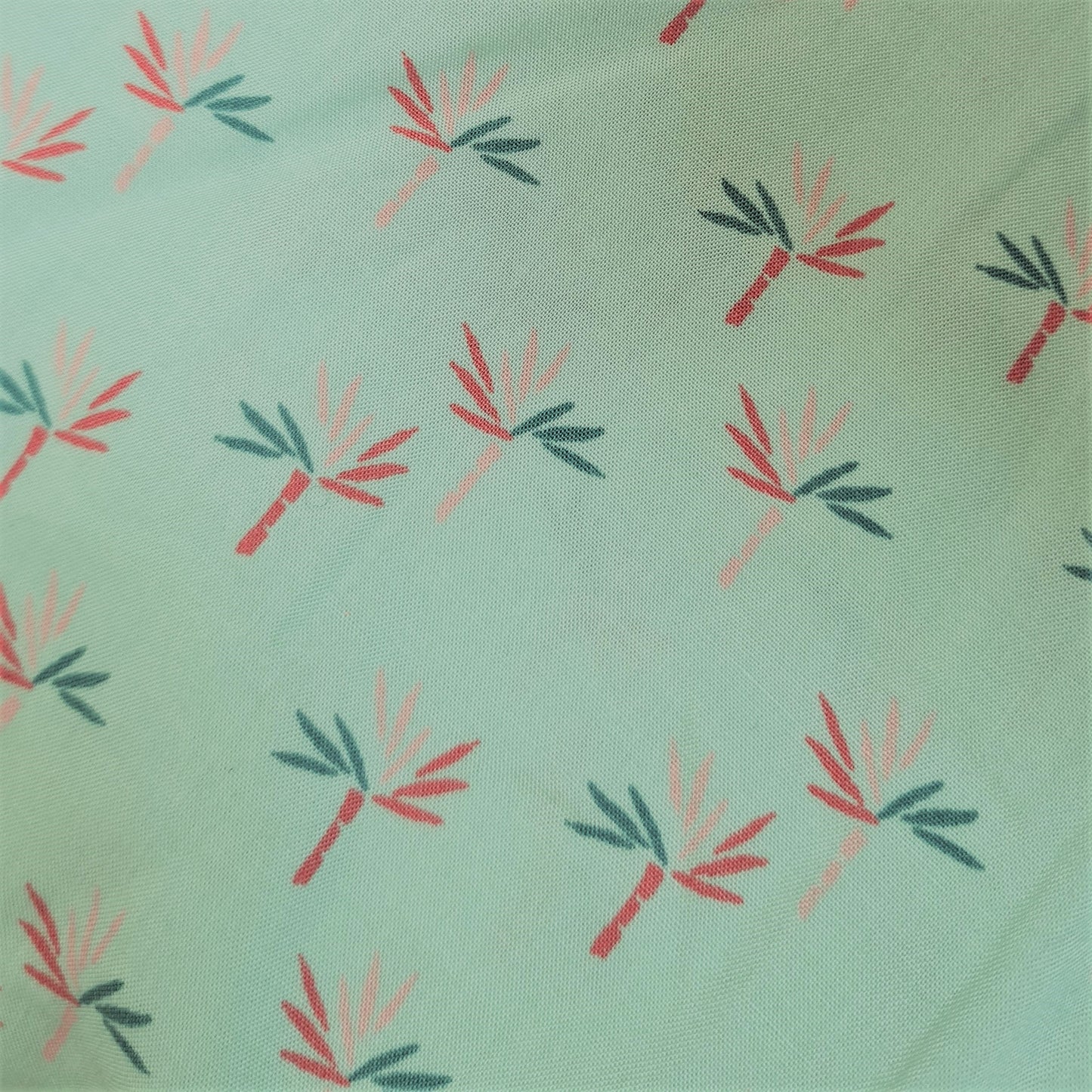 Tiny Palm Trees Viscose in Red and Pink on Pale Green