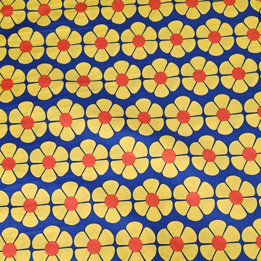 Simple Scandi Flowers Cotton Poplin in Red Yellow and Blue