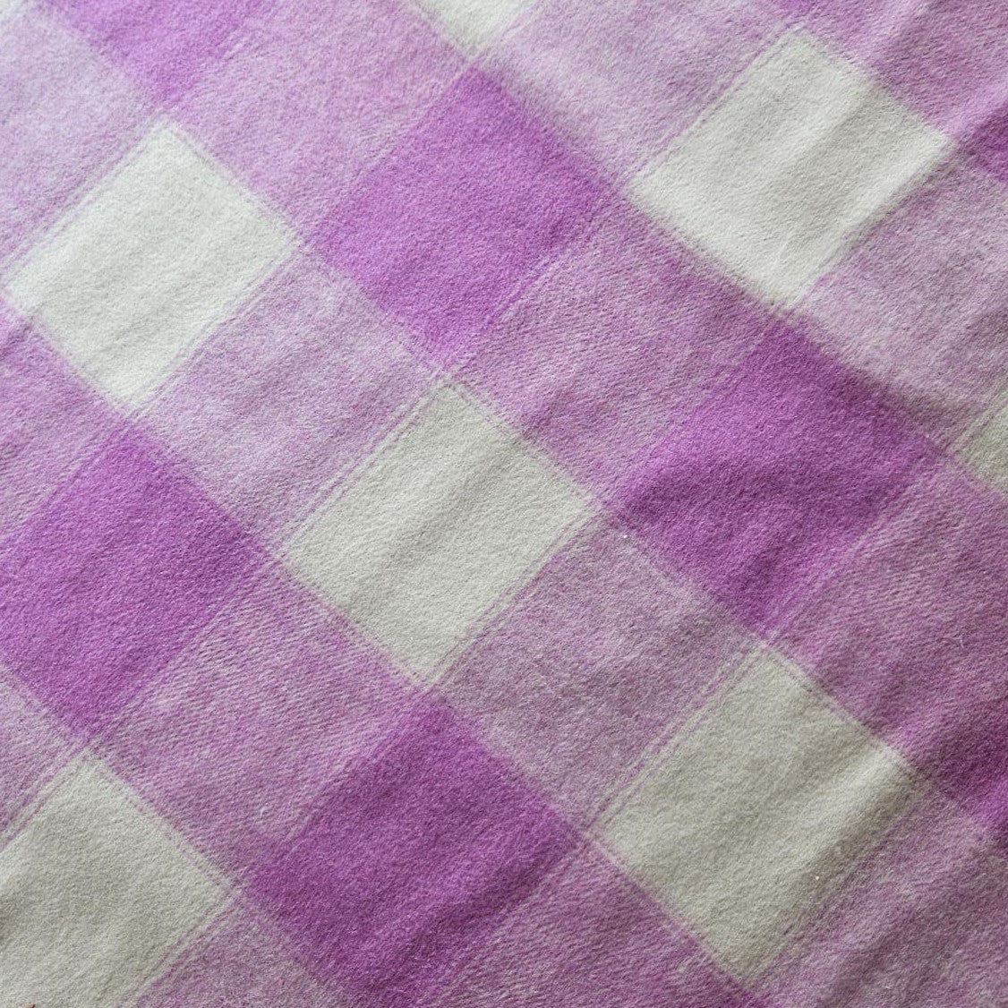 Brushed Faux Wool Check Coating in Pink and White