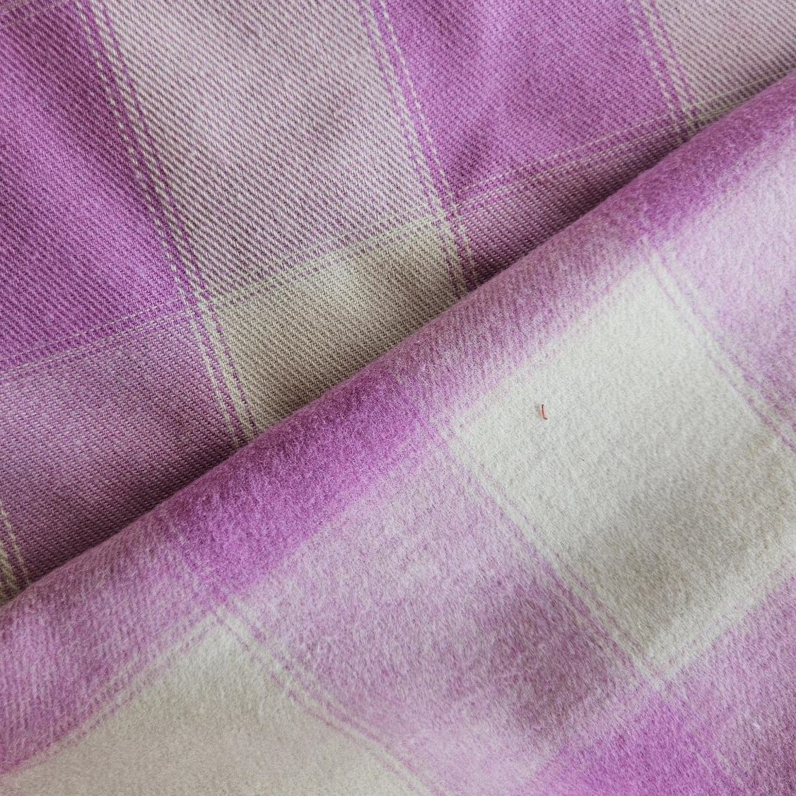 Brushed Faux Wool Check Coating in Pink and White