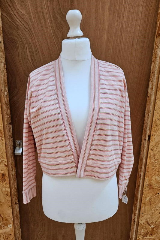 Sample Elliott Cardigan Hack in Pink Stripe French Terry - Size 40" Chest