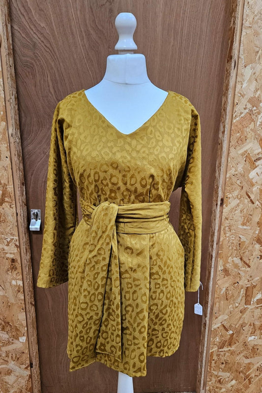 Sample Kobi Dress Hack in Yellow Gold Cotton Sateen - Size Small