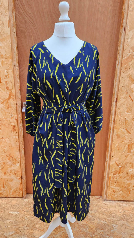 Sample Kobi Dress in Yellow and Blue Peachskin - Size Small