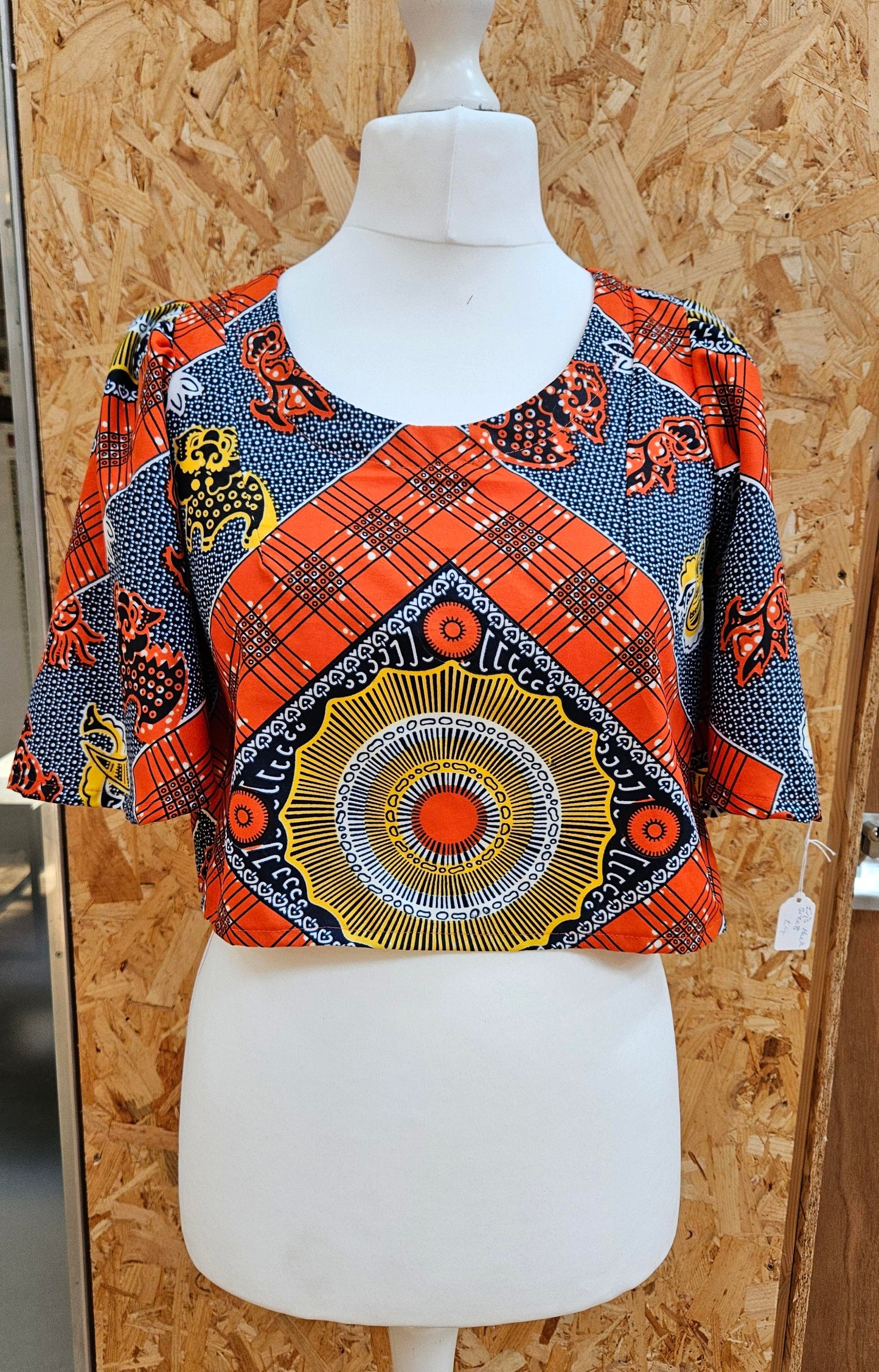 Sample Iris Flutter Sleeve Hack Top in Ankara Polycotton - Size 10