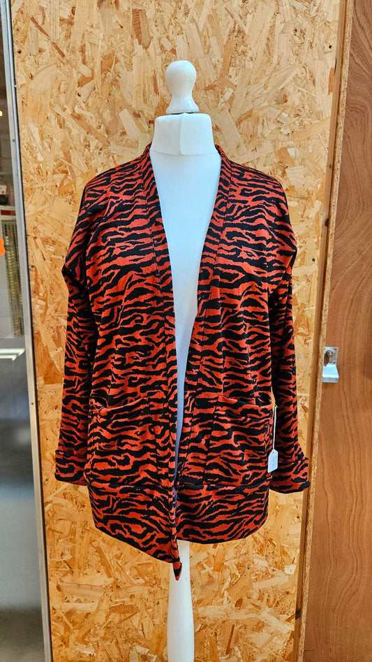 Sample Elliott Cardigan in Black and Orange Tiger Stripe Ponte Roma - Size 16