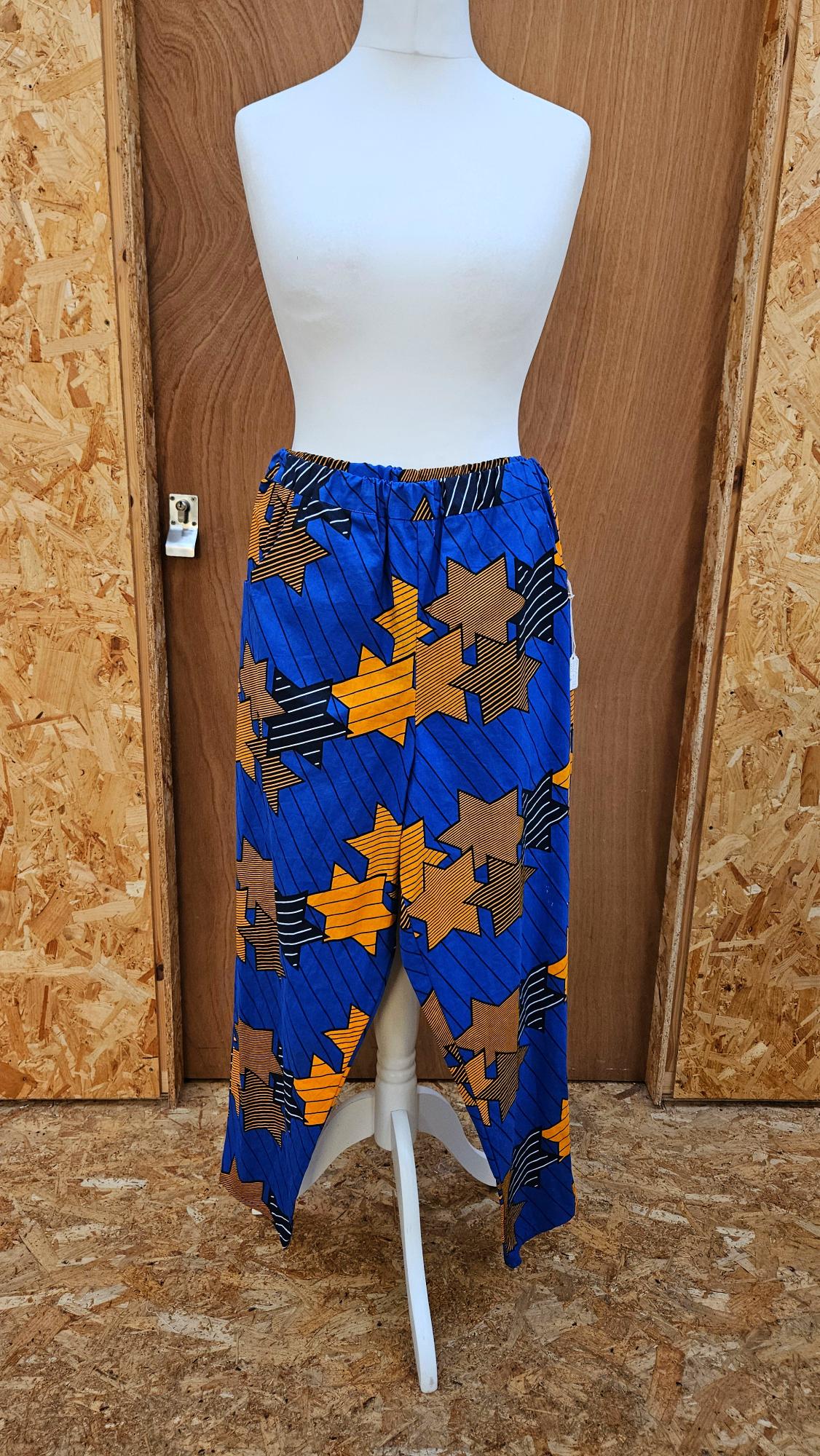 Sample Alice Trousers in Orange and Blue Ankara Cotton - Size 14