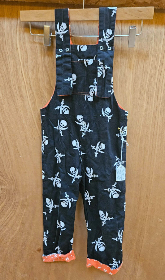 Sample Baby Dungarees in Skull and Crossbones Black Cotton - Age 18 Months