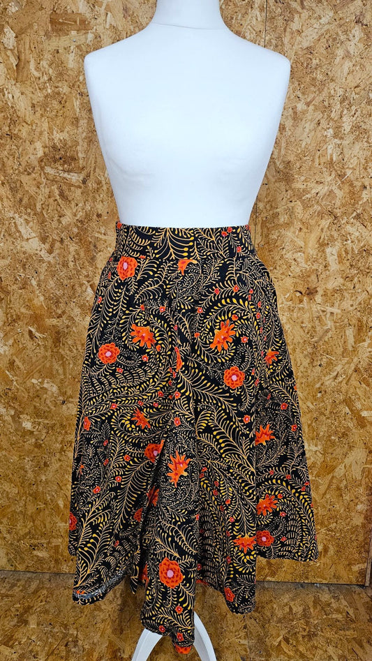 Sample Issey Culottes in Black Yellow and Red Floral Print - Size 16