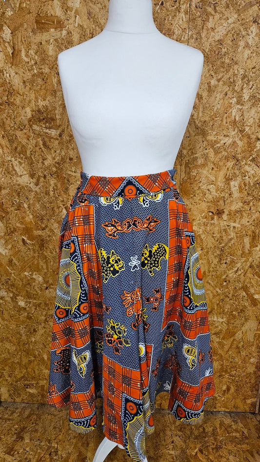 Sample Issey Culottes in Black Orange and Red Ankara Print - Size 8