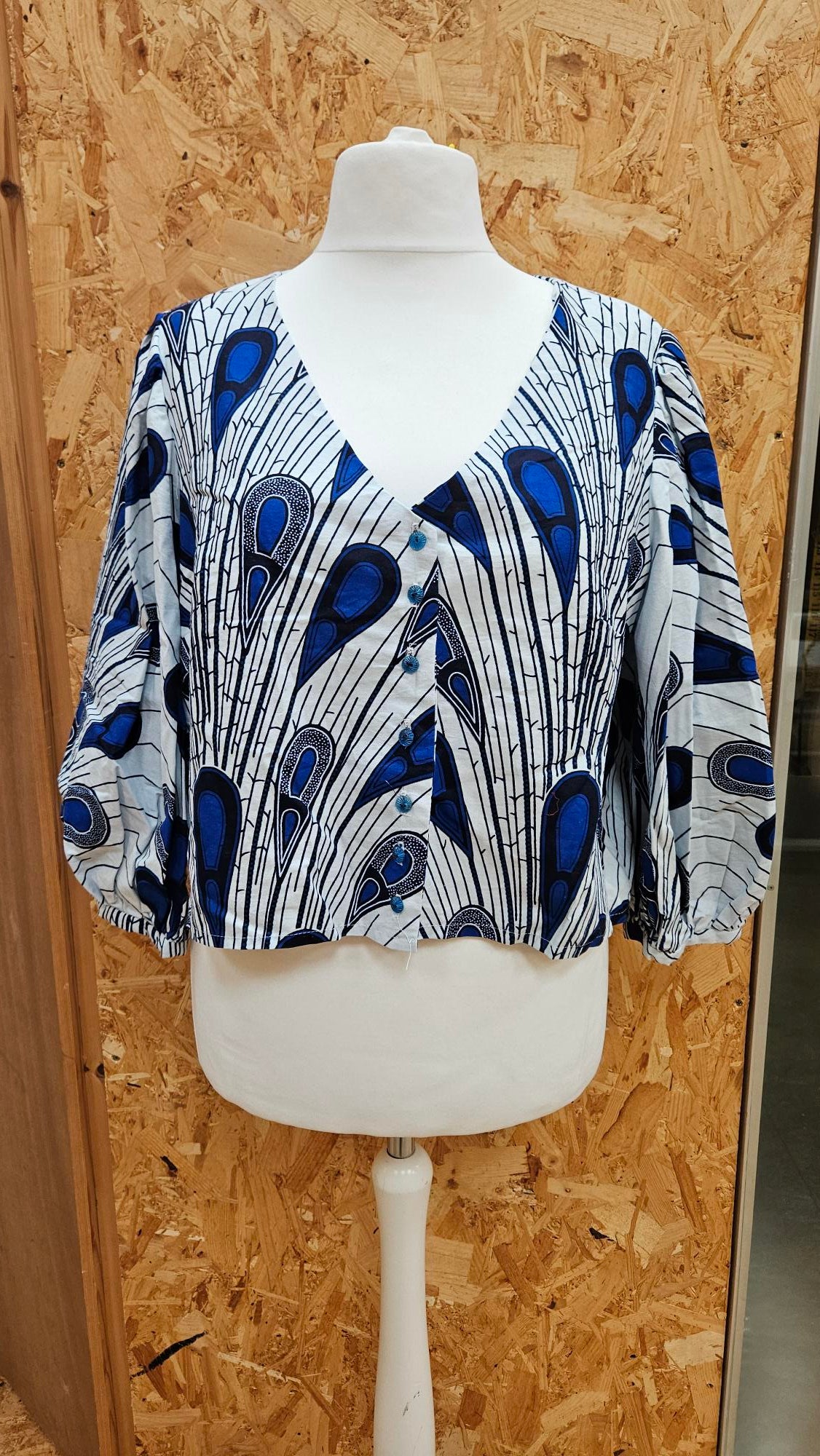 Sample Penelope Hack Top in Blue and White Ankara - 22