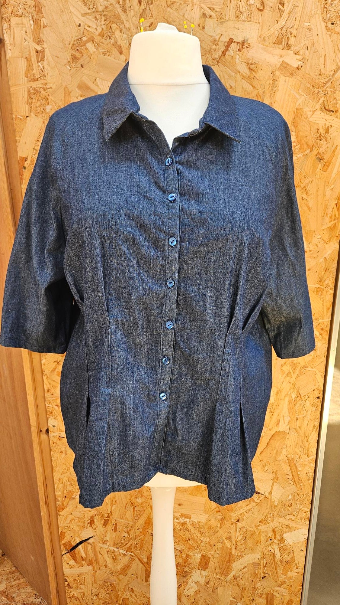 Sample Zoe Hack Top in Blue Chambray - Size 20