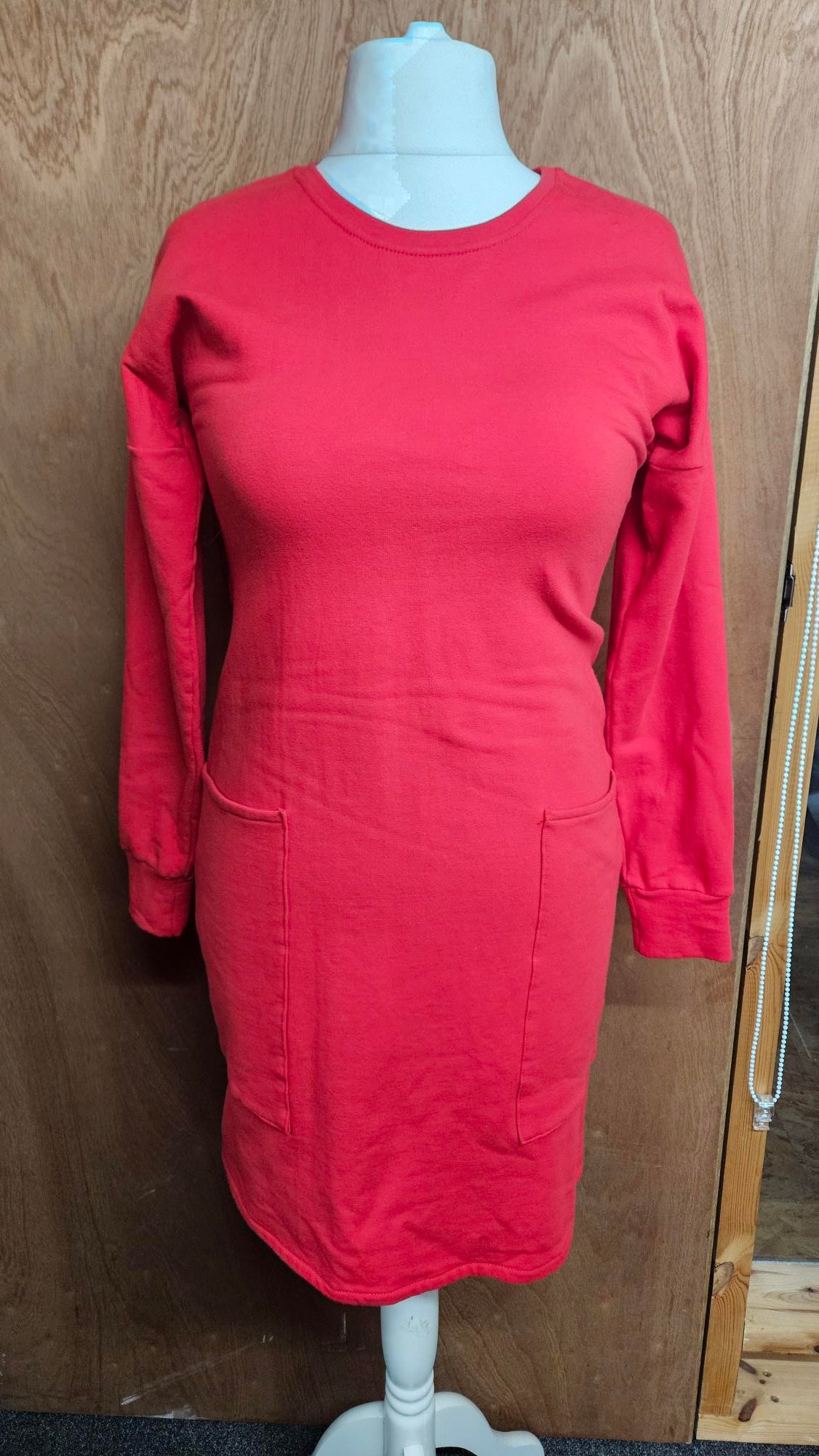 Sample Astrid Jumper Dress in Red Cotton Sweatshirt - Size 10