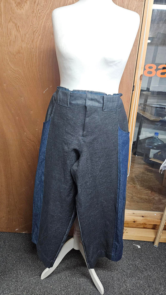 Sample Roan Trousers in Patchwork Blue Denim - Size 16