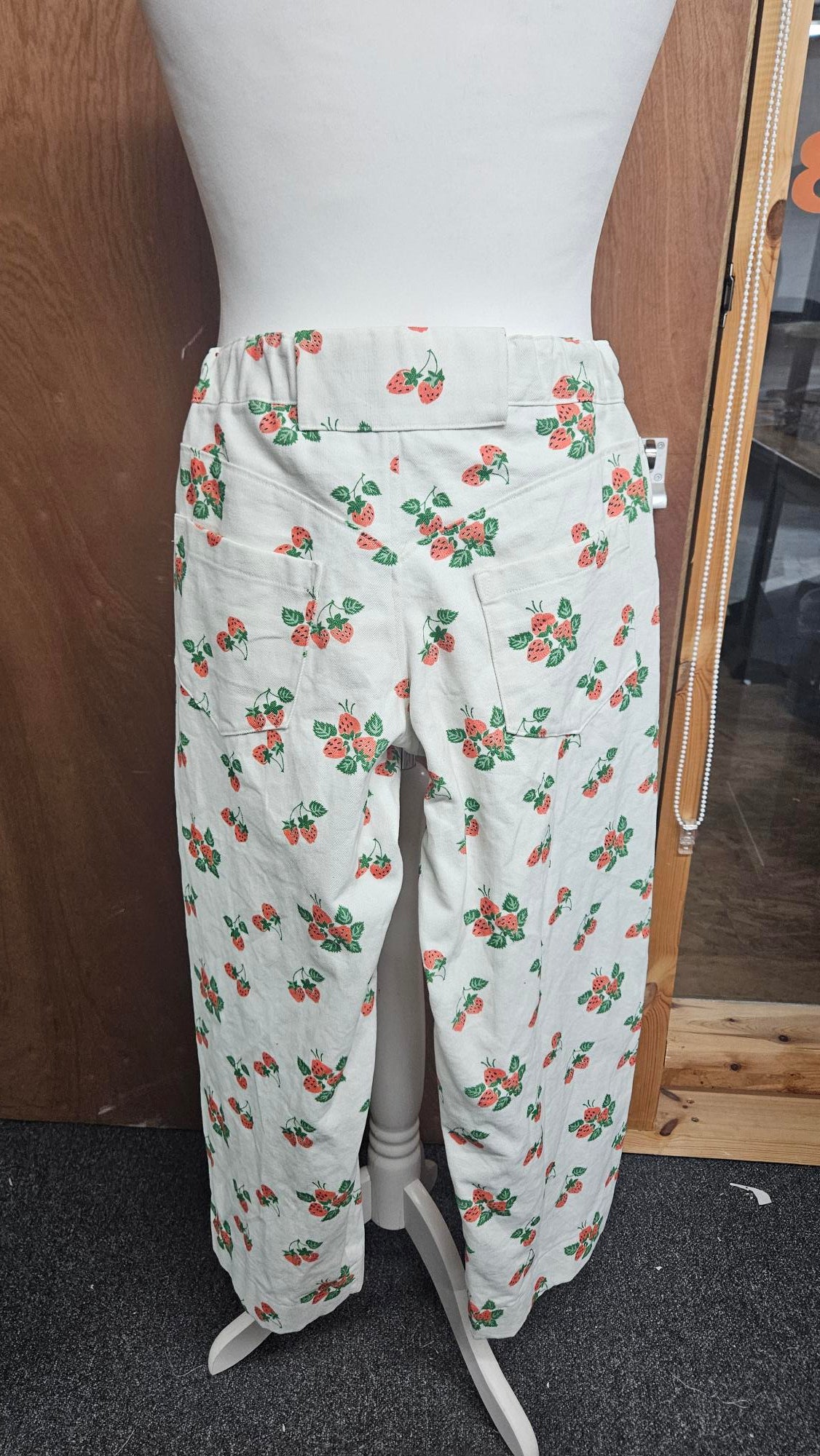 Sample Roan Trousers in Strawberry Print Cream Denim - Size 6