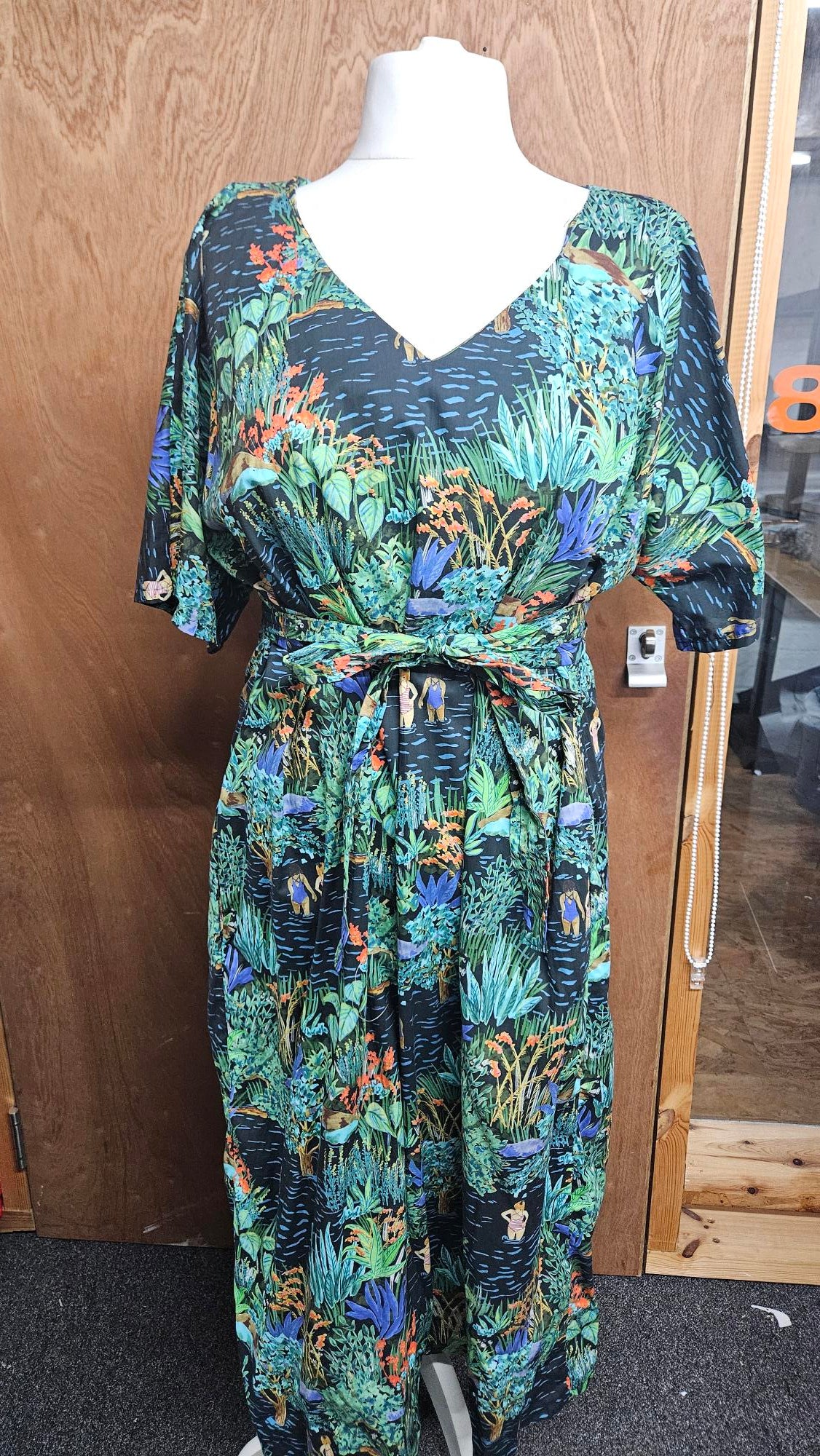 Sample Kobi Dress in Blue and Green Cotton Lawn - Size Large