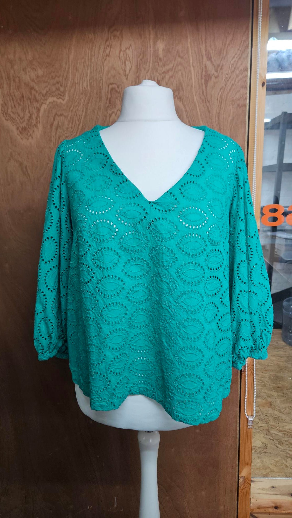 Sample Penelope Top Hack in Green Broderie Anglaise - Size 20