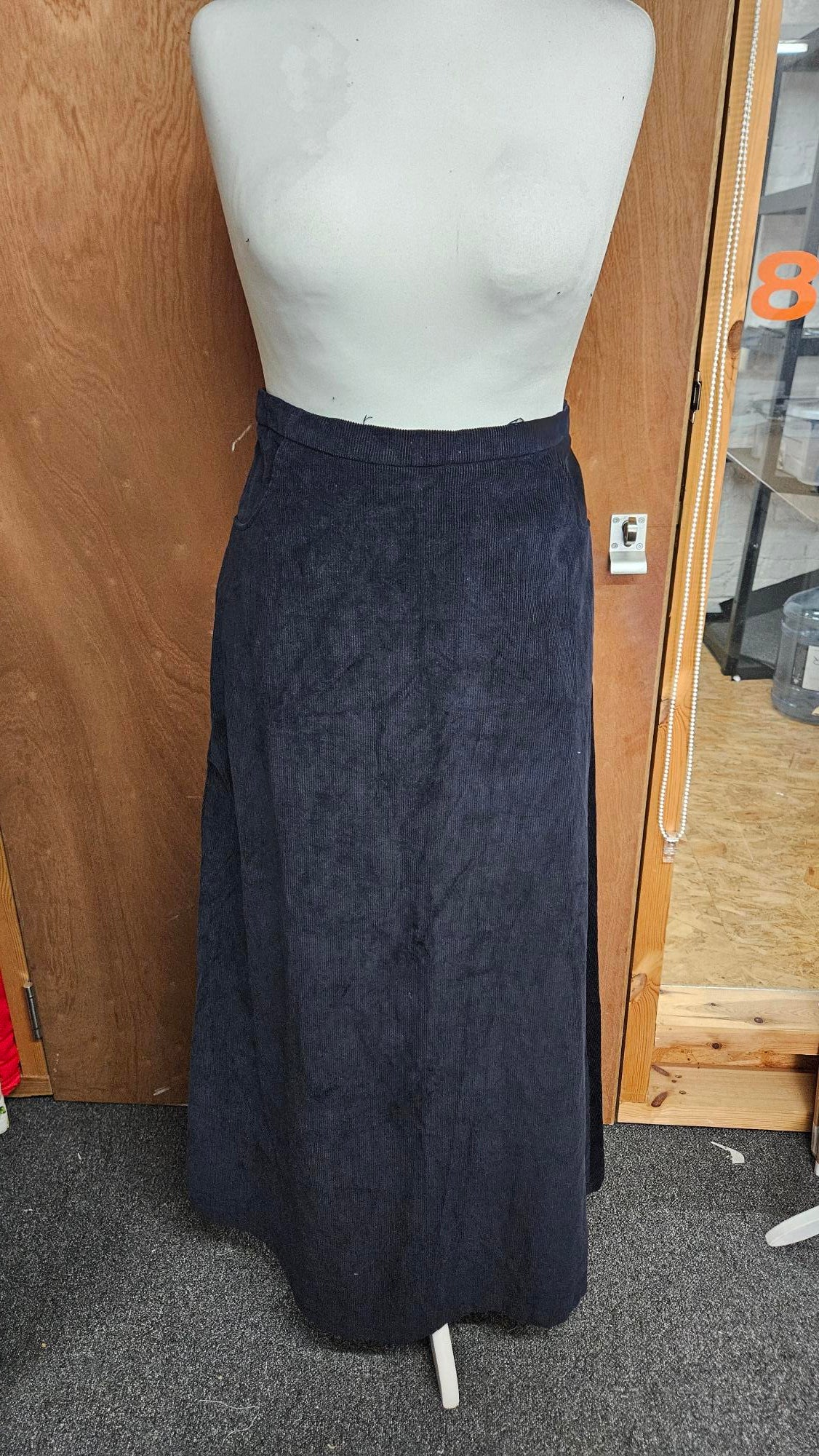 Sample A-line Skirt in Blue Needlecord - Size 14