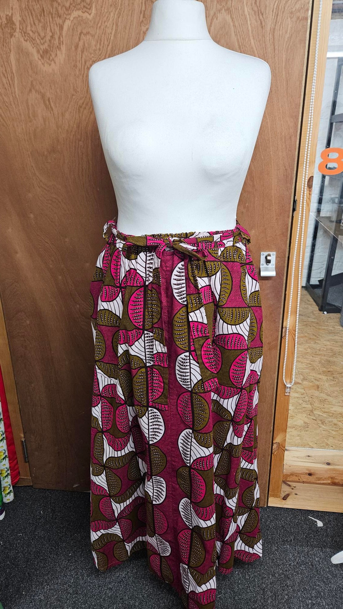 Sample Paloma Skirt in Pink and White Ankara Cotton - Size 18