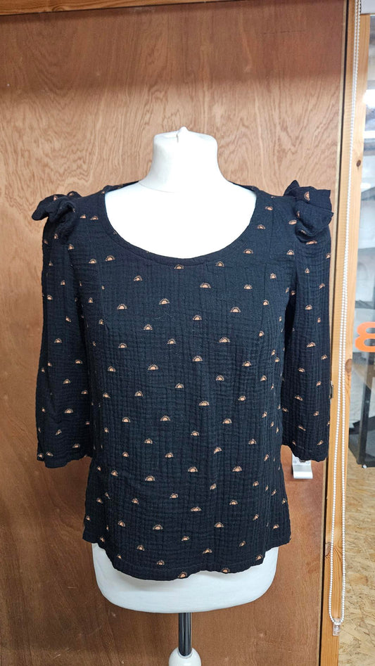 Sample Iris Top in Black Double Gauze - Size 10