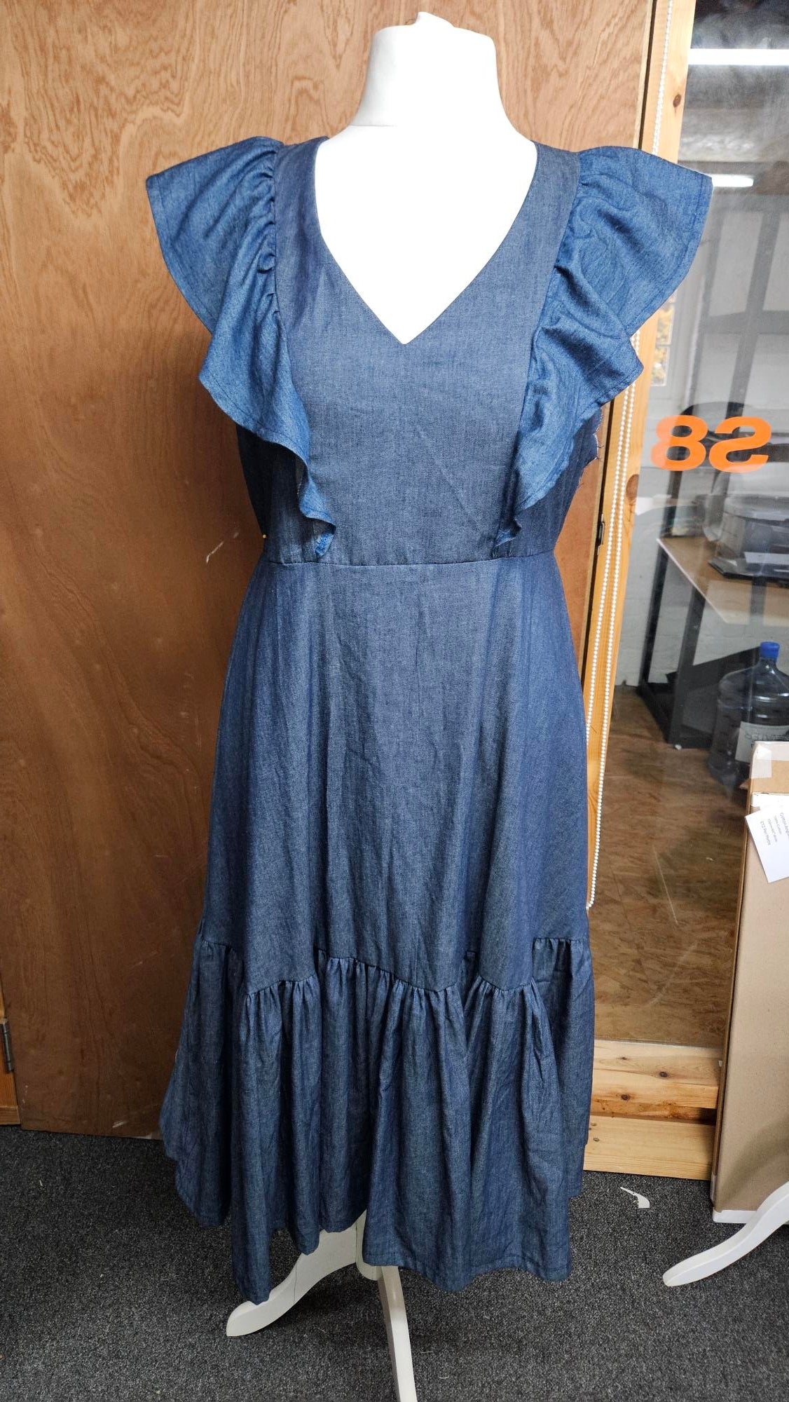 Sample Valentina Dress in Blue Chambray - Size 16