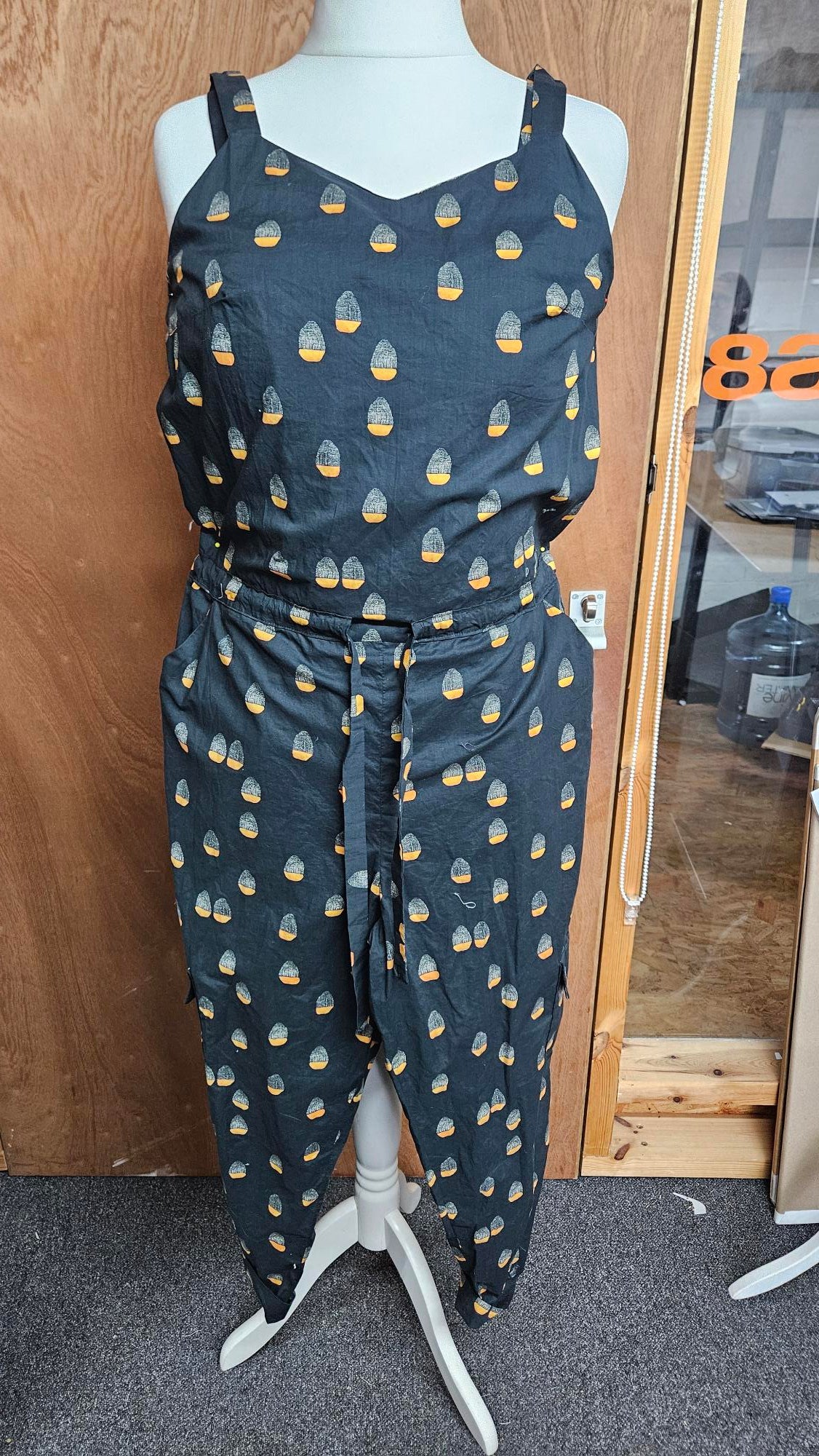 Sample Jumpsuit in Black Lady McElroy Cotton Lawn - Size 14