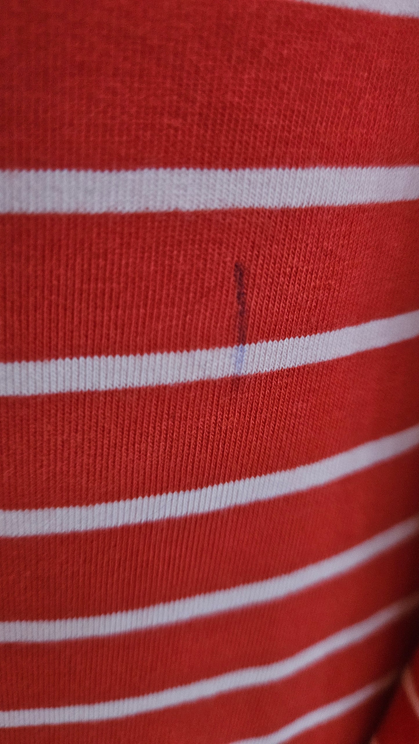 Sample Astrid T-shirt Dress in Red and Pink Stripes Cotton French Terry - Size 16